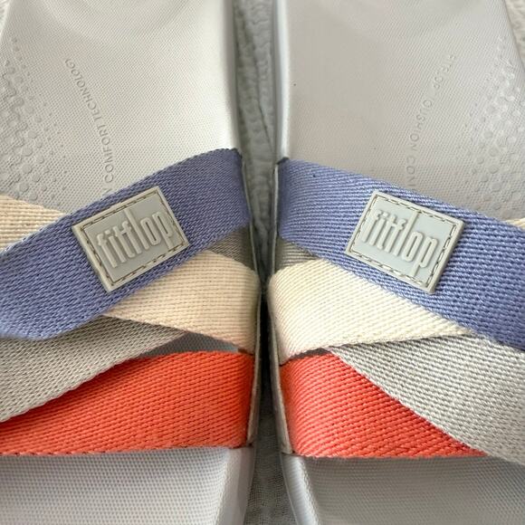 FitFlop iQushion Slides Size EU 42 US 10 Gray Cream Coral Lavender Sandal - Picture 4 of 10